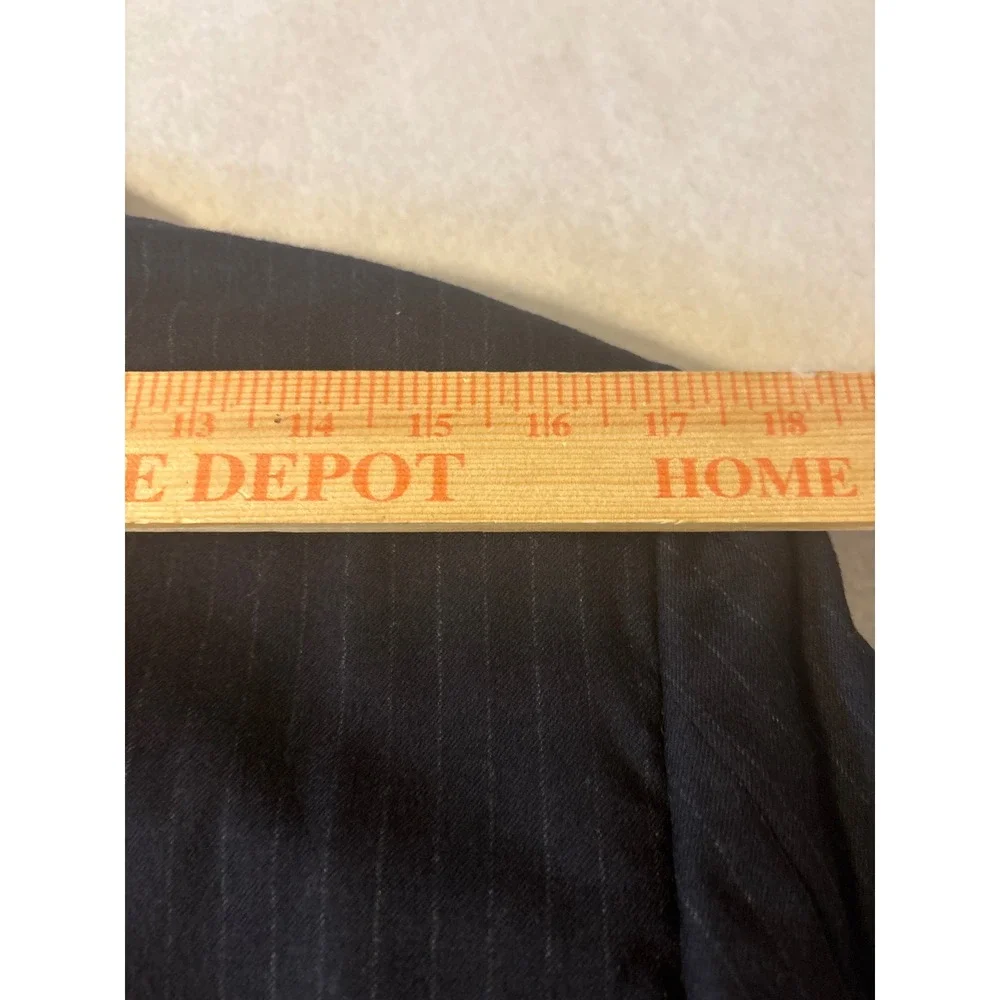 The Rhodes Pinstripe Suit Mens Navy Blue Double Breasted‎ Peak Lapel Sz 38.5R